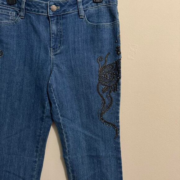 mieka embroidered y2k jeans boho beaded straight leg denim - Picture 2 of 8